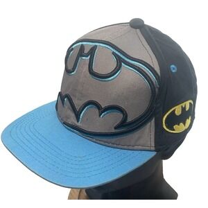 Batman DC‎ Comics Logo Snapback Hat Adjustable Black Blue Gray